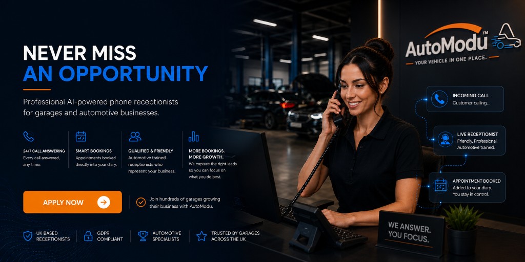 AI Receptionist · Never Miss An Opportunity. Apply Now.
