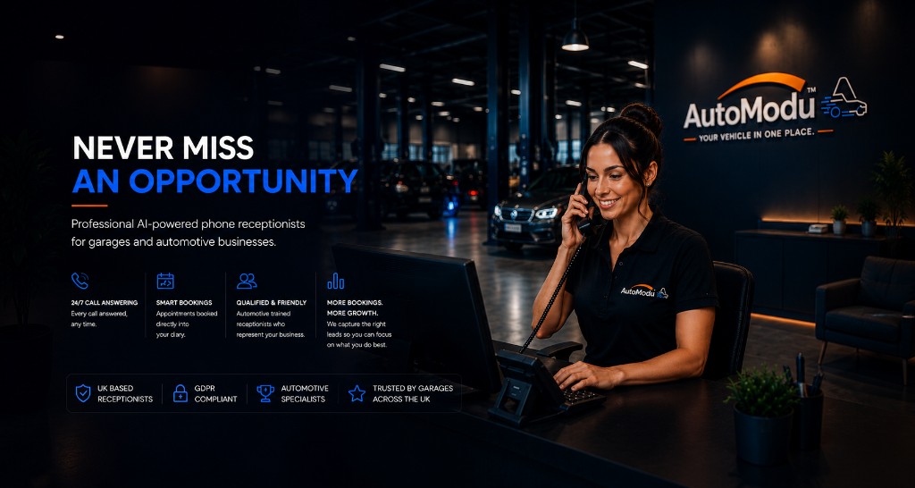 AutoModu AI Receptionist · Never Miss An Opportunity